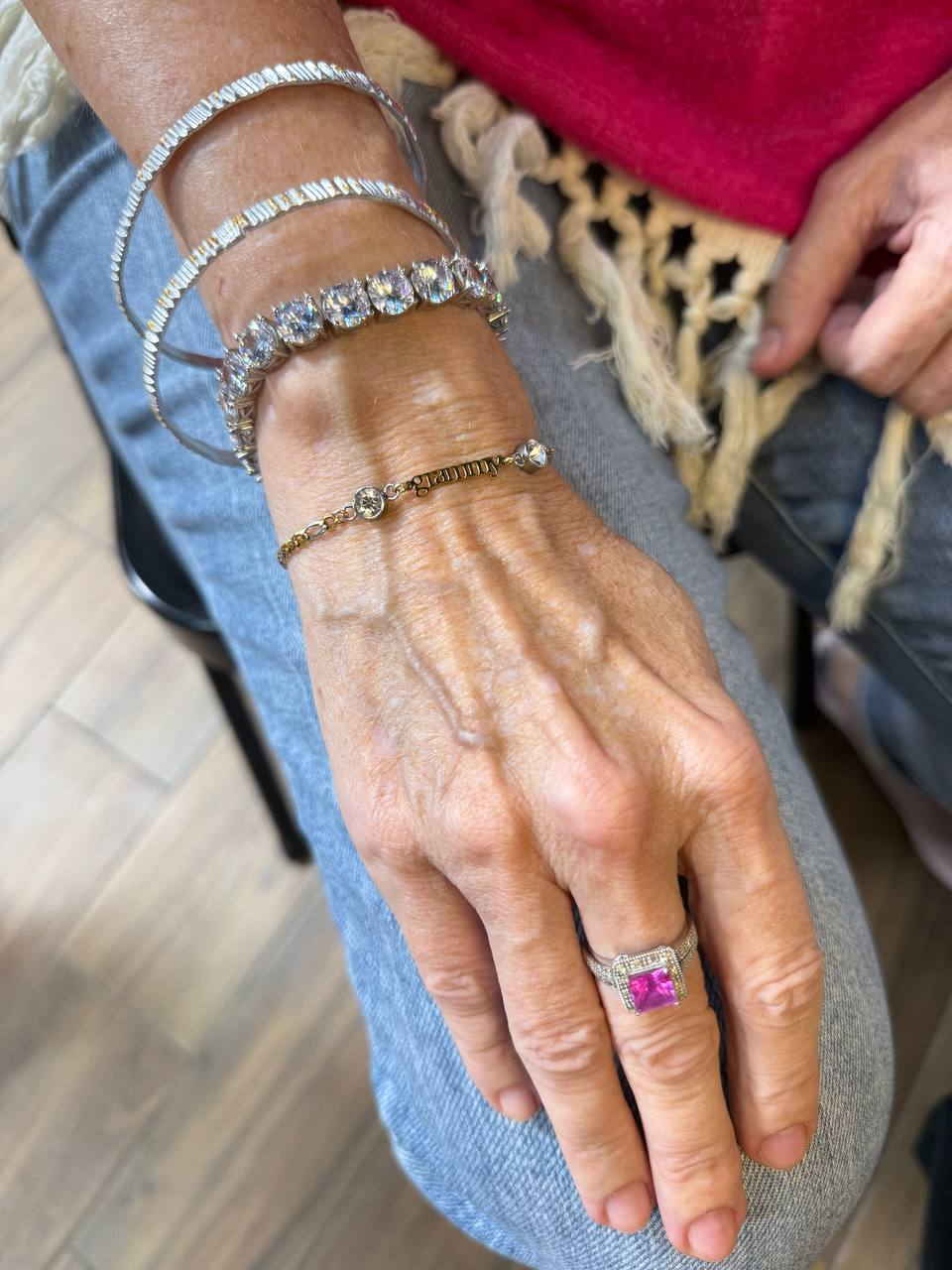 Diamond Accent Bracelet - Stud Post Gold Diamond Delicate permanent jewelry by The Spark Collective